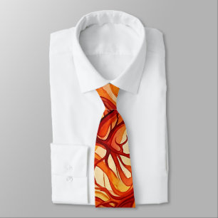 Cravate Tie de cou aquarelle rouge feu cœur abstrait