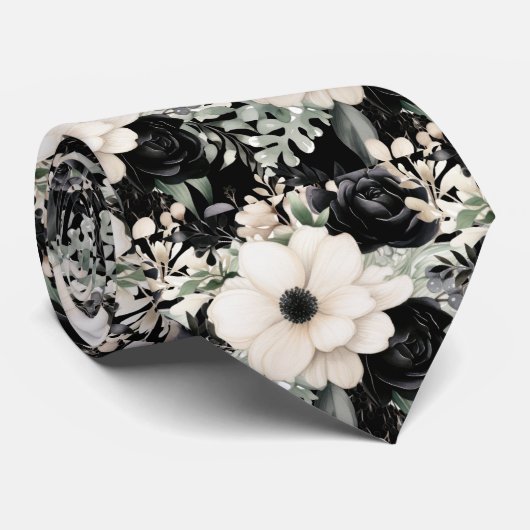 Cravate Tie de cou floral moderne | Occasions spéciales fo (Roulé)