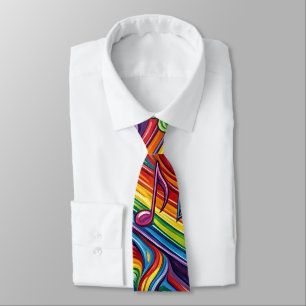 Cravate Tie de cou Notes de musique Arc-en-ciel Abstrait