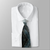 Cravate Tie de cou pour hommes bleu et gris abstrait (Attaché)