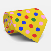 Tie de fête de clown_jaune avec des pois colorés S