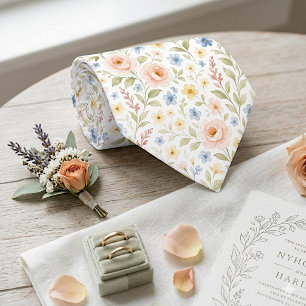 Cravate Tie de mariage floral pastel pour marié et garçons
