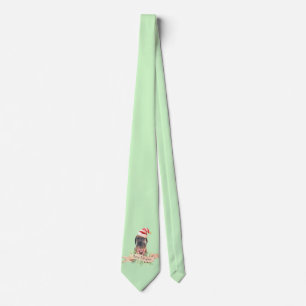 Cravate Tie de Noël avec Chien de Chasse Chiot
