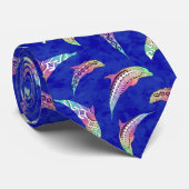 Cravate Tie Dye Animaux marins Dolphins Marlins (Roulé)