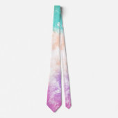 Cravate Tie Dye Pastel Aquarelle rose orange Turquoise vio (Devant)