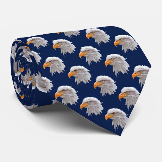 Cravate Tie Eagle Frenzy Double Face Imprimé (Navy) (Roulé)