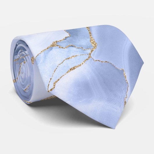 Cravate Tie en agate bleu barbeau (Roulé)