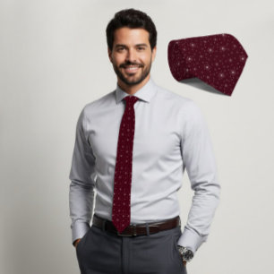 Cravate Tie en ivoire micro floral bordeaux foncé