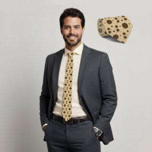 Cravate Tie en sable à micro-motif floral marron foncé