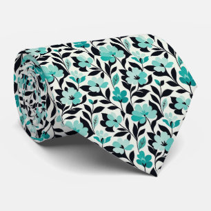 Cravate Tie en soie fausse Aqua + Noir Gentleman Abstrai