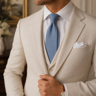 Cravate Tie en tissu bleu poussiéreux