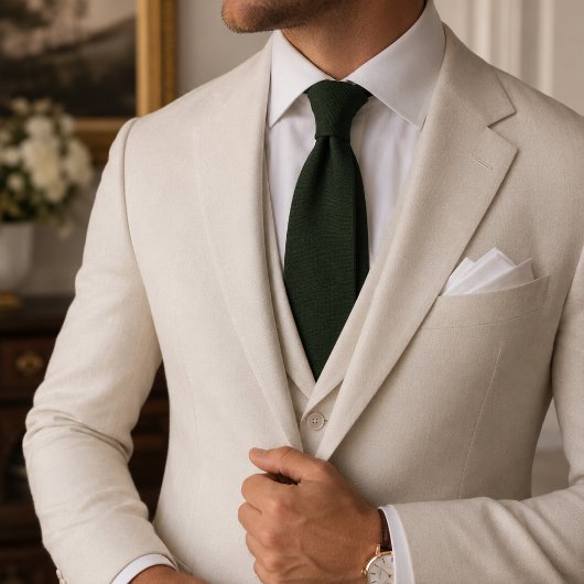 Cravate Tie en tricot panier vert pin profond