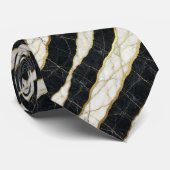 Cravate Tie Executive | Marbre Luxe B&W + Or (Roulé)