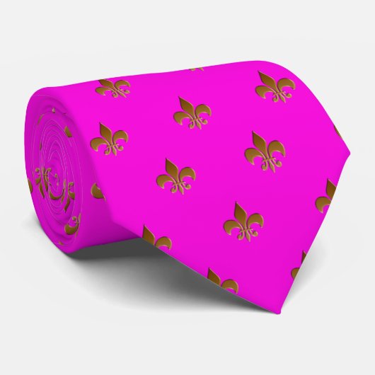 Cravate Tie Fleur de lis / rose vif Zazzle (Roulé)