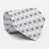 Cravate Tie Fleur-De-Lis White Small Pattern Adjusted (Roulé)