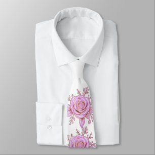 CRAVATE TIE FLEUR ROSE