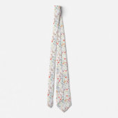 Cravate Tie floral aquarelle botanique blanc (Dos)