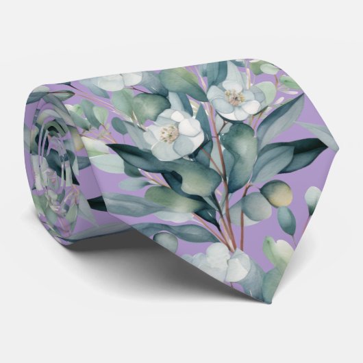 Cravate Tie floral classique en feuillage d'eucalyptus for (Roulé)