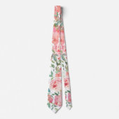 Cravate Tie floral rose pivoine (Devant)