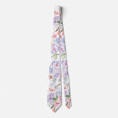 Cravate Tie floral rose violet et rose (Devant)