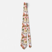 Cravate Tie floral roses ivoire et rose (Devant)