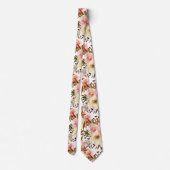 Cravate Tie floral roses ivoire et rose pâle (Dos)