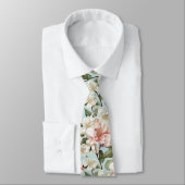 Cravate Tie florale blanche (Attaché)