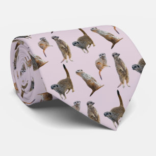 Cravate Tie Folie de Suricate Double Face Imprimé (Rose Po