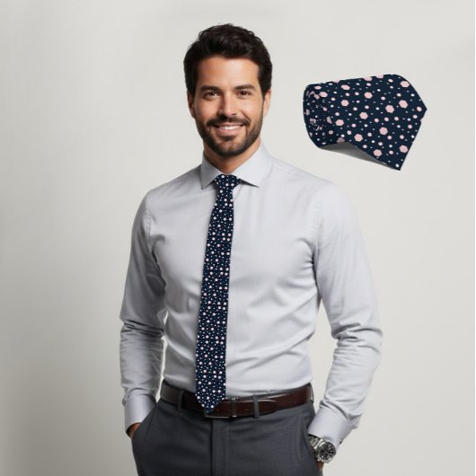 Cravate Tie géométrique hexagonal rose marine