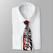 Cravate Tie Hommes Abstrait Rouge Noir 4 2 (Attaché)