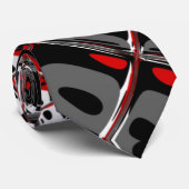 Cravate Tie Hommes Abstrait Rouge Noir 4 2 (Roulé)