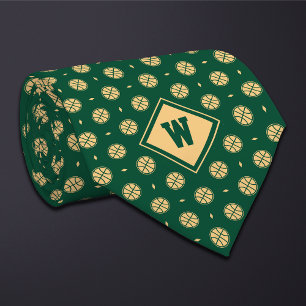Cravate Tie icon basket-ball Green Gold