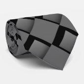 Cravate Tie imprimé abstrait art noir gris (Roulé)