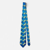Cravate Tie imprimé abstrait Artsty bleu jaune (Devant)