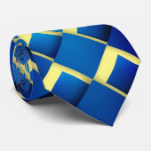 Cravate Tie imprimé abstrait Artsty bleu jaune (Roulé)