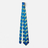 Cravate Tie imprimé abstrait Artsty bleu jaune (Dos)