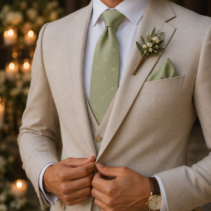 Cravate Tie jacquard de luxe pistache et champagne