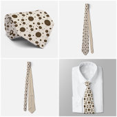 Cravate Tie micro floral beige marron foncé