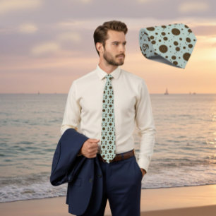 Cravate Tie micro floral marron foncé vert sauge