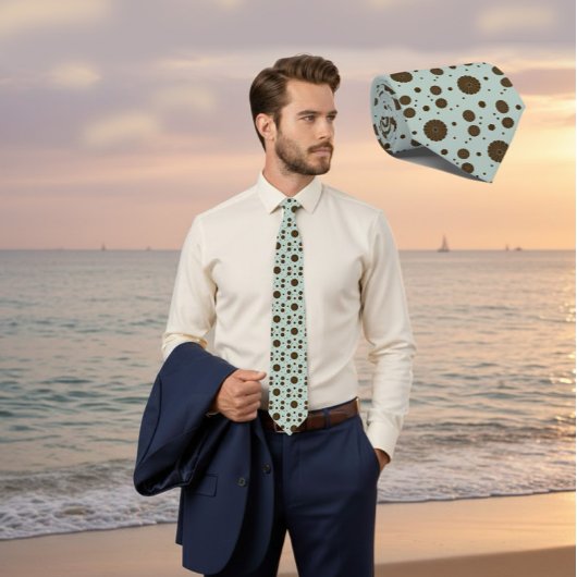 Cravate Tie micro floral marron foncé vert sauge