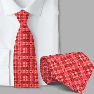 Cravate Tie moderne à motif géométrique rouge artistique