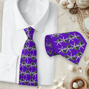 Cravate Tie motif étoile de mer violette de Noël