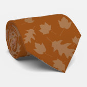 Cravate Tie motif feuilles brunes d'automne (Roulé)