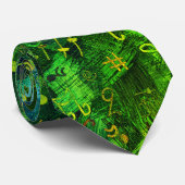 Cravate Tie musicale abstrait vert impression (Roulé)