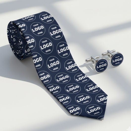 Cravate Tie Navy Bleu avec Logo Personnalisé - Marque Prof