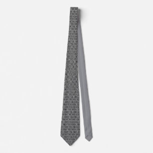 Cravate Tie noir blanc motif géométrique hexagone