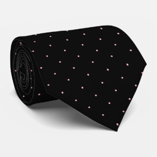 Cravate Tie noir classique à pois rose clair pour lui