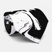 Cravate Tie noir et blanc style marbre (Roulé)