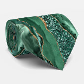 Cravate Tie pailleté or vert émeraude (Roulé)
