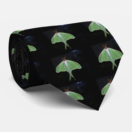 Cravate Tie papillon de lune noir et vert (Roulé)